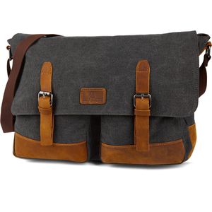 Salt & Hide - Heren - Grijs Canvas Laptoptas