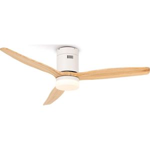 CREATE - Plafondventilator 40W silent Ø132 cm - Met Verlichting drie temperaturen - Met Afstandsbediening - 6 Snelheden - Timer - Zomer/Winter functie - Wit - WIND CALM