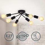 B.K.Licht - Industriële Plafondlamp - zwarte - decoratieve plafonniére - draaibaar - met E27 fitting - excl. lichtbron