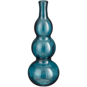 Mica Decorations Vaas Benito - 17x17x45 cm - Gerecycled glas - Blauw