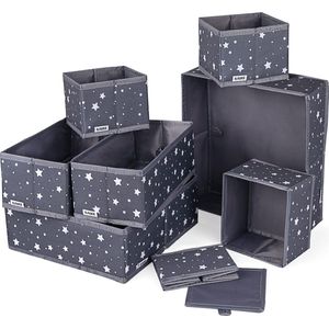 Lade organizer opvouwbare,, kast ondergoed organizer, vouwdoos stoffen doos voor ondergoed, kleding, sjaals, bh's, sokken, Stropdassen, lichtgrijs