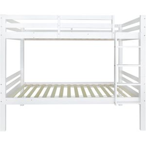 Gotagee Stapelbed voor kinderen, kinderbed met drie-traps hoekladder en valbeveiliging, bed gedeeld in 2 eenpersoonsbedden, jeugdbed, eenpersoonsbed, wit, 90x200cm