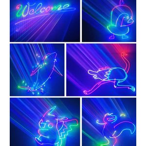 animatie laser - projector - Led 256 Patronen RGB - Laserlicht muziek Control - afstandsbediening - Feestverlichting - club verlichting - 500mw