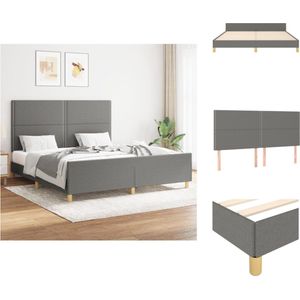 vidaXL Bedframe L-160x200cm - donkergrijs stoffen hoofdeinde - Bed