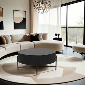 Salontafel Milo Zwart Ø80cm - Giga Meubel