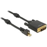 Premium Mini DisplayPort 1.2 naar DVI actieve kabel (4K 30 Hz) / zwart - 5 meter