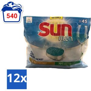 Sun All-in One - Ecolabel - Vaatwastabletten - 45 Tabletten - Voordeelverpakking - 12 stuks