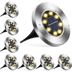 Zonne-Verlichting voor Tuin - 8 Stuks Warm Wit 8LEDs IP65 Buitenlampen