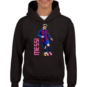 Messi - Kinder Hoodie - Zwart text roze - Maat 110/116 - Hoodie - leeftijd 5 tot 6 jaar - rugnummer 10 - the goat - - Cadeau - hoodie Cadeau - Quotes -