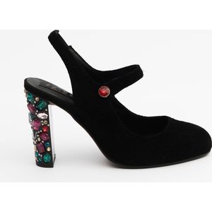 Zerba - Dames Pumps - Maat 37- Zwart Leer - Belgina