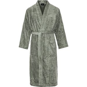 Kimono badstof katoen – lang model – unisex – badjas dames – badjas heren – sauna  - olijfgroen - S/M