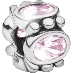 Quiges - 925 - Zilveren - Bedels -Sterling zilver - Beads - Zirkonia Roze Kraal Charm - Geschikt – voor - alle bekende merken - Armband Z622
