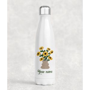 Flower vase thermosfles - Gepersonaliseerde drinkfles - Modern en stijlvol design - Thermoskan voor warme en koude dagen - Kerstcadeau - Gepersonaliseerde cadeau drinkfles - Voor het sporten - Voor op reis - Voor scholen - 500 ml