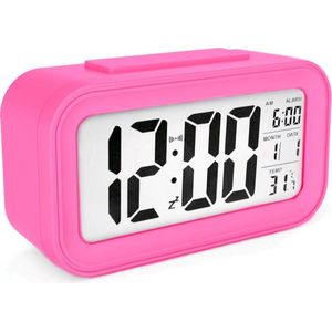 AC18 Clocks digitale wekker - Alarmklok - Inclusief temperatuurmeter - Met snooze en verlichtingsfunctie - Roze