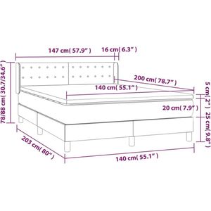 vidaXL Boxspring met matras stof taupe 140x200 cm