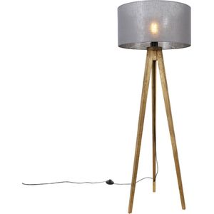 QAZQA tripod_classic - Landelijke Tripod | driepoot vloerlamp | Staande Lamp - 1 lichts - H 136 cm - Grijs - Woonkamer | Slaapkamer