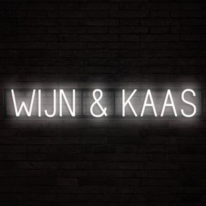WIJN & KAAS - Lichtreclame Neon LED bord verlicht | SpellBrite | 100,17 x 16 cm | 6 Dimstanden & 8 Lichtanimaties | Reclamebord neon verlichting