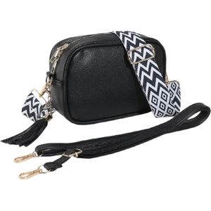 Ultiluxe® Crossbody tas - Zwart - 20 x 14 x 7 cm - Schoudertas voor vrouwen - Met 2 afneembare schouderbanden - Handtas met ritsen - Verwijderbare schouderriem - Waterbestendig - Gouden hardware - Telefoontas voor dames