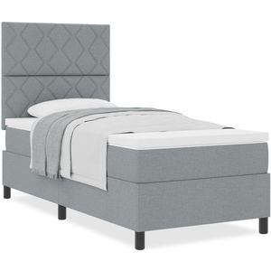 vidaXL - Boxspringbed - met - Matras - Lichtgrijs - 100x200 - cm - Stof