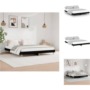 vidaXL Bedframe - Houten Bedframe - Zwarte kleur - Multiplex lattenbodem - Afmetingen- 203 x 183 x 20 cm - Geschikt voor matras 180 x 200 cm - Montage vereist - vidaXL - Bed