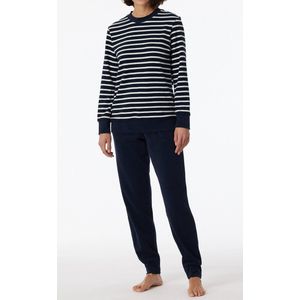 Schiesser dames pyjama badstof - Casual essentials - 46 - Blauw