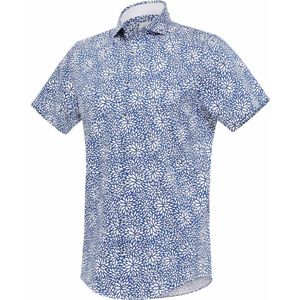 Blue Industry Blauw Overhemd KM Print - Maat 41 - Heren - Overhemden Casual