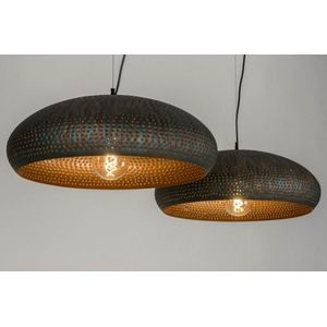 Lumidora Hanglamp 73063 - 2 Lichts - E27 - Zwart - Bruin - Koper - Meerkleurig - Metaal