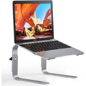 Laptopstandaard, laptopstandaard, in hoogte verstelbaar, ergonomische laptophouder, compatibel met de meeste 10-17 inch laptops, zilver