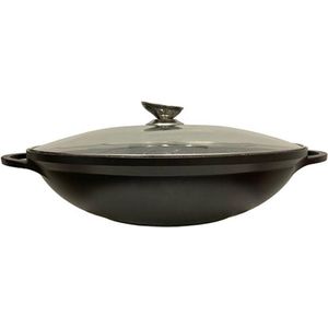 DeBlock Platinum wokpan met glazen deksel Ø 40 cm - geschikt voor inductie - zwart