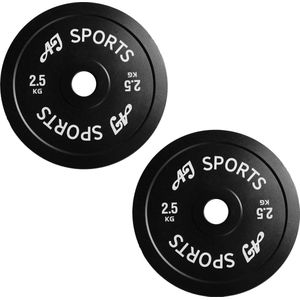 AJ-Sports Halterschijven Zwart 2.5 kg - 2 Stuks - Halterschijf 50 mm - Gewichten set - Halters - Halterset - Halterstang - Halterbank - Fitness - Krachttraining