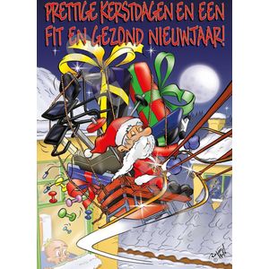 KERSTKAART ansichtkaart 50 stuks - Fitness arrenslee - Fitness