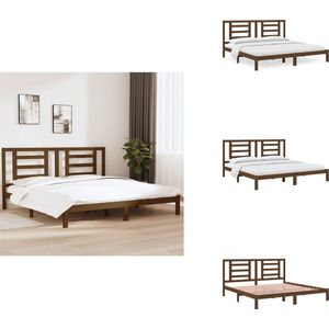 vidaXL Bedframe - Bedframes - Bed - Bedbodem - Bedframe massief grenenhout honingbruin 200x200 cm
