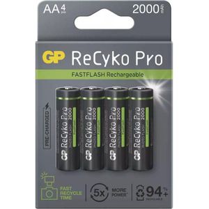 4 x Rechargeable AA / R6 GP ReCyko Pro PhotoFlash Ni-MH 2000mAh