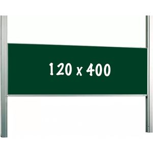 Krijtbord PRO - In hoogte verstelbaar - Enkelzijdig bord - Schoolbord - Eenvoudige montage - Geëmailleerd staal - Groen - 400x120cm