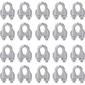 Stuks Roestvrij Staaldraadklem 304 Roestvrij Staal Bevestigingsmiddel Kabelklemmen Hardware Tuigage Telescopische Draadkabelklem(M4(4mm)) - 20 stuks