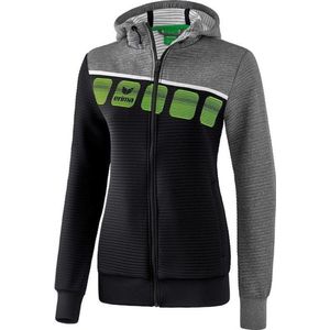 Erima 5-C Trainingsjack Met Capuchon Dames - Zwart / Grey Melange / Wit | Maat: 38