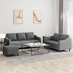 vidaXL Loungeset 3-delig - Donkergrijs - Inclusief Kussens Loungeset - Bankstel - Tuinlounge - Buitenset - Lounge Set