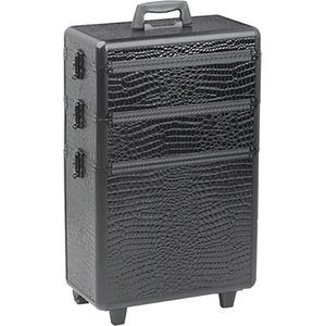 Sibel Koffer Aluminium Croco zwart 63 x 36 x 22 cm