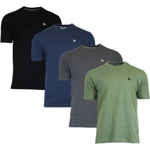 4-Pack Donnay - T-shirt (Vince) - Sportshirt - Heren - Black/Navy/Charcoal/Army green (604) - maat S