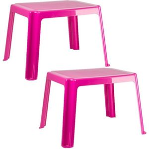 2x stuks kunststof kindertafels roze 55 x 66 x 43 cm - Kindertafel buiten - Bijzettafel