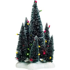 Luville Kerstdorp Miniatuur Bomen op Sneeuw - L12 x B11,5 x H20,5 cm