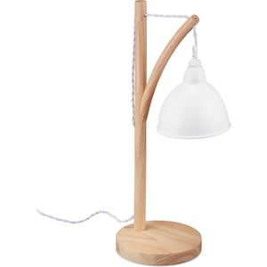 Relaxdays tafellamp - hangende lampenkap - bureaulamp - modern - industrieel - kleurkeuze - wit