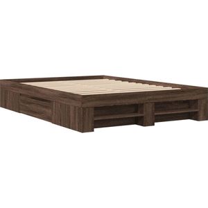 vidaXL - Bedframe - zonder - matras - bewerkt - hout - bruin - eikenkleur - 120x200 - cm