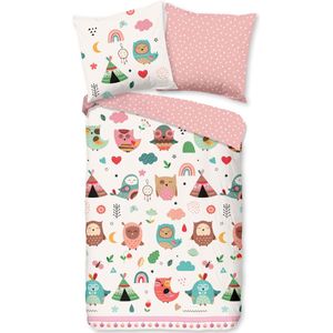 Leuke kids dekbedovertrek Owl - 140x200/220 (eenpersoons) - vrolijke uitstraling - hoogwaardige kwaliteit - heerlijk zacht en comfortabel - ademend en huidvriendelijk - ideaal voor de kinderkamer