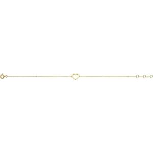New Bling Goud 9NBG 0082 14 karaat gouden armband 16,5+1+1 cm - Hart 9,5x6,5 mm - Goud