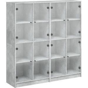 vidaXL-Boekenkast-met-deuren-136x37x142-cm-bewerkt-hout-betongrijs