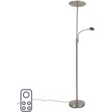 QAZQA strela - Moderne Dimbare LED Vloerlamp | Staande Lamp met Dimmer met leeslamp - 1 lichts - H 1800 mm - Staal - Woonkamer | Slaapkamer | Keuken