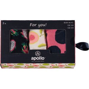 Apollo - Dames sokken giftbox - Happy Fruit - Multi color - Maat 36/41- Giftbox - Cadeaudoos - Giftbox Vrouwen - Verjaardagscadeau
