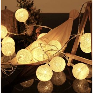 CB-Goods Cotton Ball Lights – Lichtslinger – LED Lampjes Slinger – 40 Cotton Balls – Wit - TikTok - Kerstmis - Kerstverlichting - Kerstboom - 6 meter
