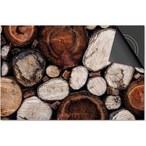 Inductie beschermer 90x52 - afdekplaat inductie mat - Dietrix Kookplaat beschermer - DELUXE - Hout en Boom - Hout stronken bruin wit